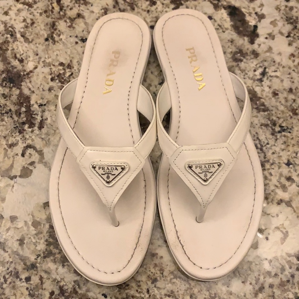 Authentic Prada patent leather flip flops